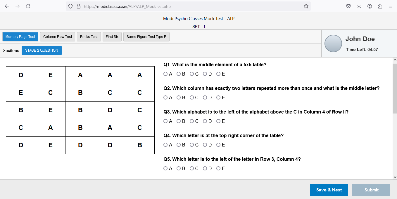 ALP Table Test