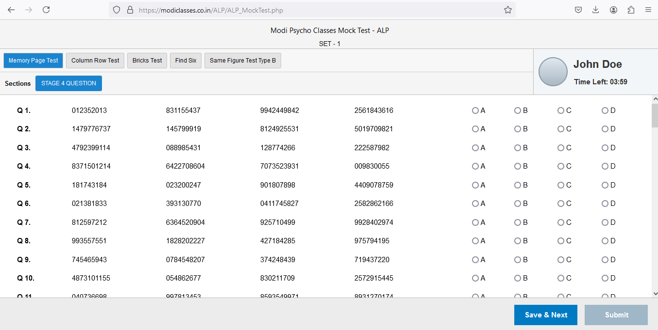 ALP Fing 6 or 9 Test - Modi Classes